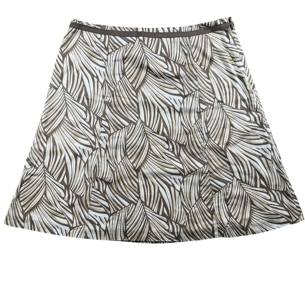 Talbots A line Leaf Skirt‎ Size 12 Petite tropical resort wear neutral preppy